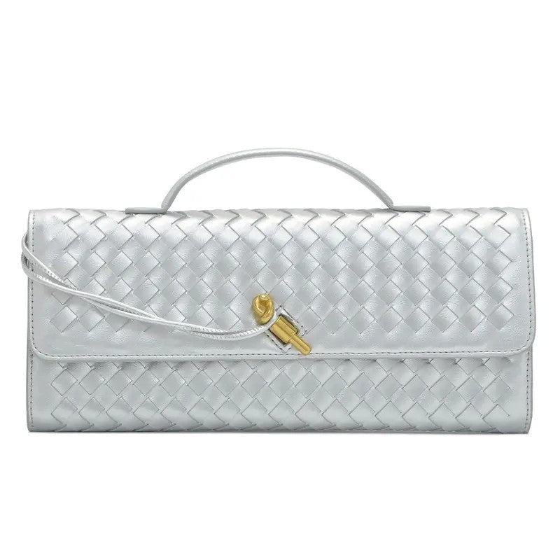 Elegant Woven Leather Evening Clutch