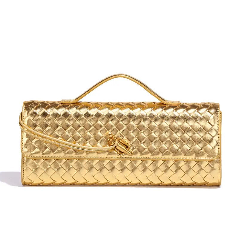 Elegant Woven Leather Evening Clutch