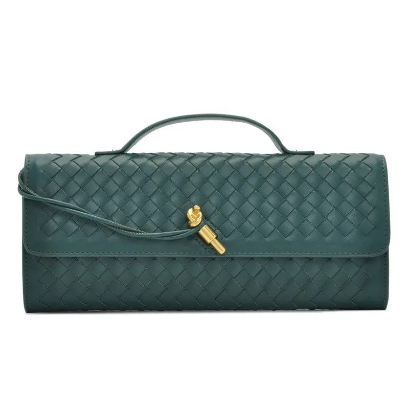 Elegant Woven Leather Evening Clutch