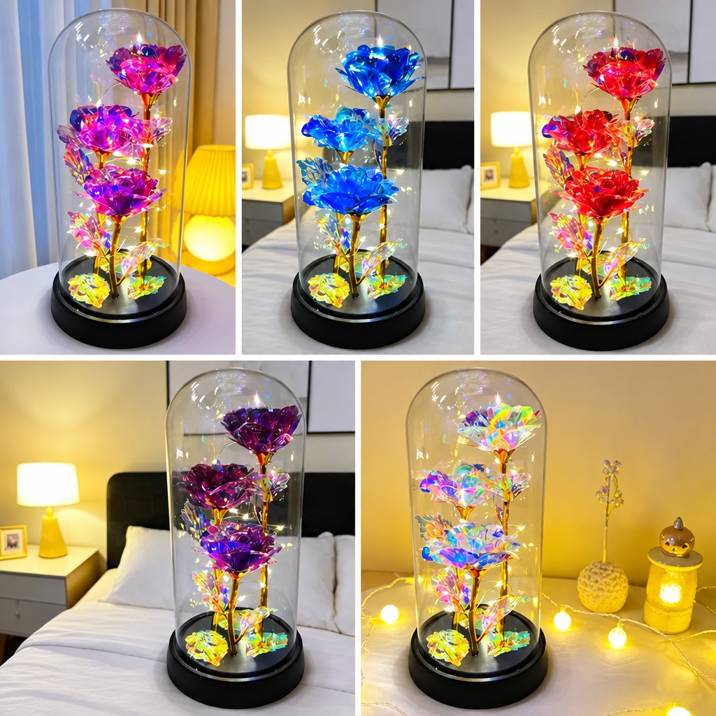 Romantic Illuminated Eternal Rose Display