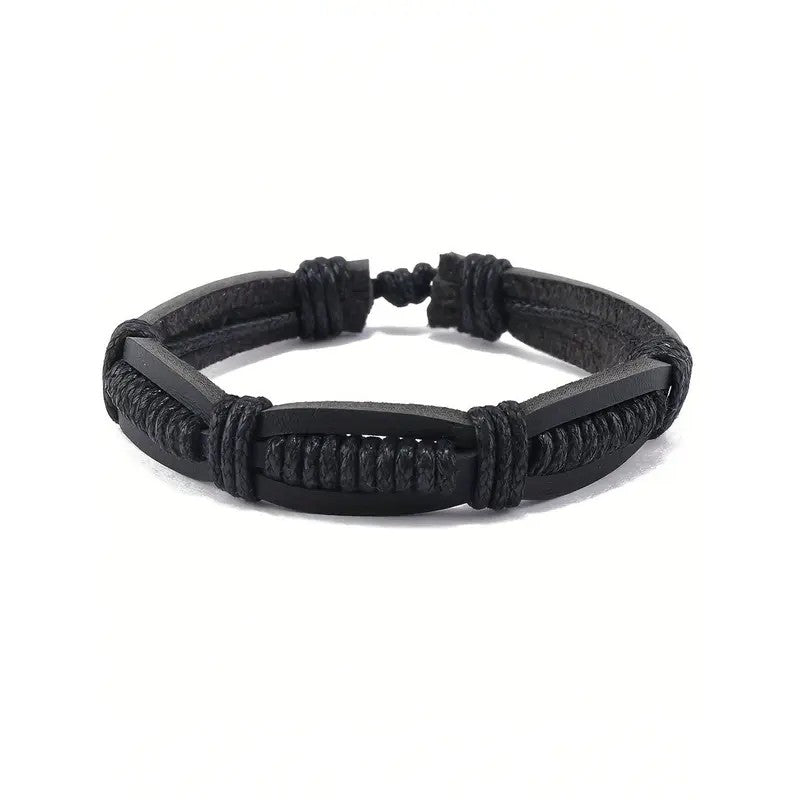 Edgy Punk Skull & Infinity Leather Bracelet Stack