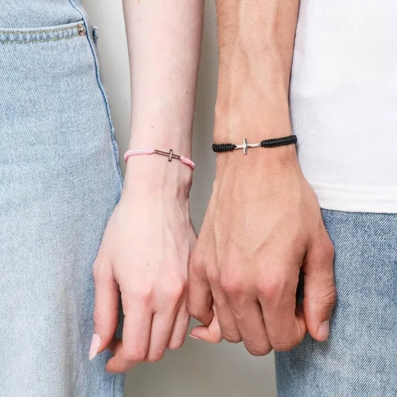 2pc Romantic Woven Cross Bracelet Set