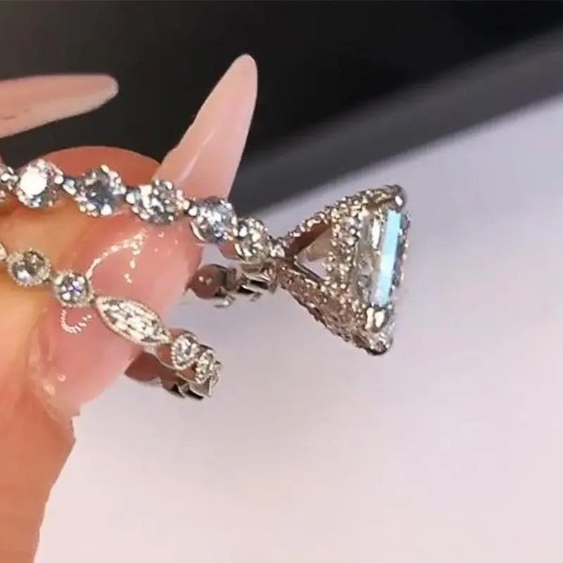 Elegant Square Cut Bridal Ring Set
