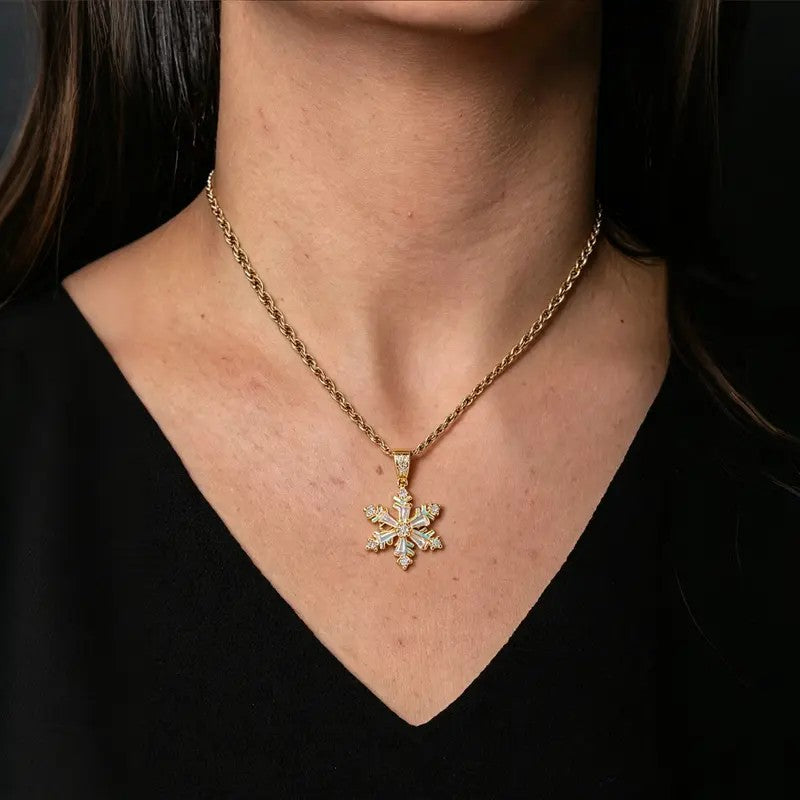 Dainty Blue Enamel Snowflake Choker Necklace