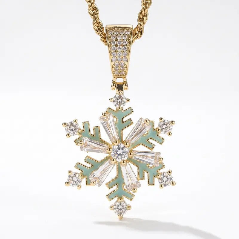 Dainty Blue Enamel Snowflake Choker Necklace