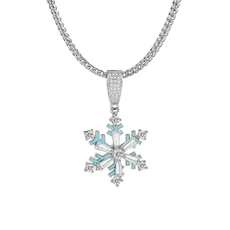 Dainty Blue Enamel Snowflake Choker Necklace