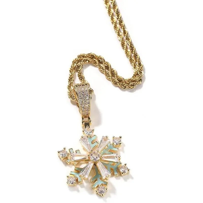 Dainty Blue Enamel Snowflake Choker Necklace