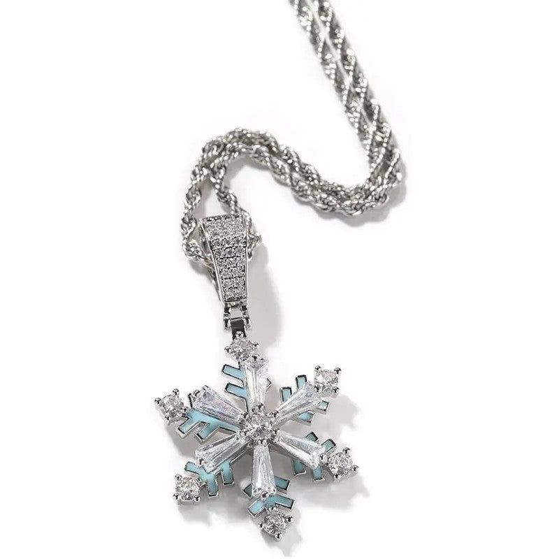 Dainty Blue Enamel Snowflake Choker Necklace