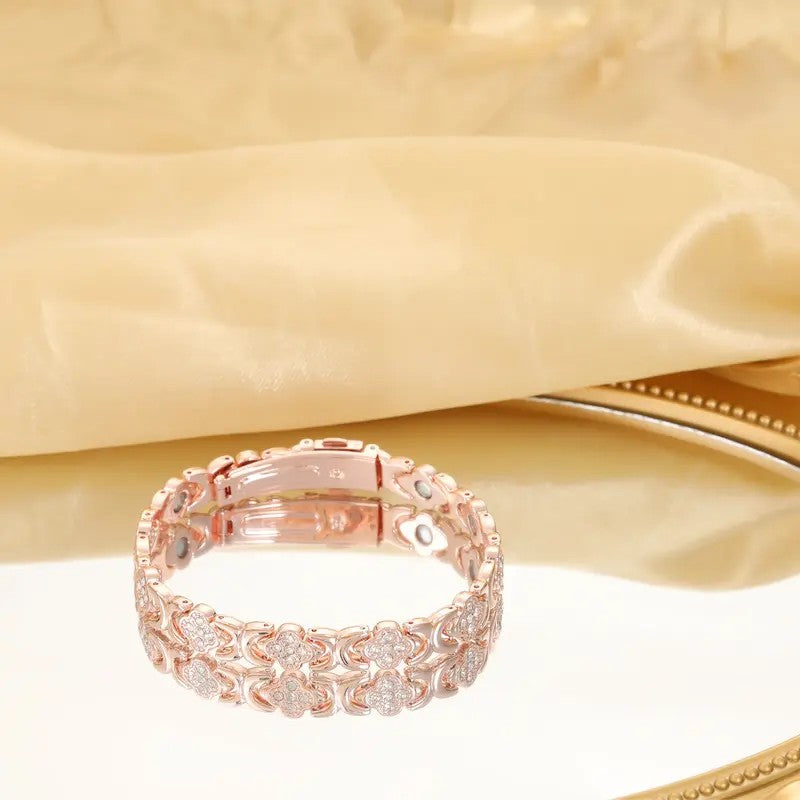 Elegant Floral Clover Magnetic Bracelet