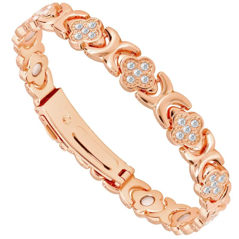 Elegant Floral Clover Magnetic Bracelet