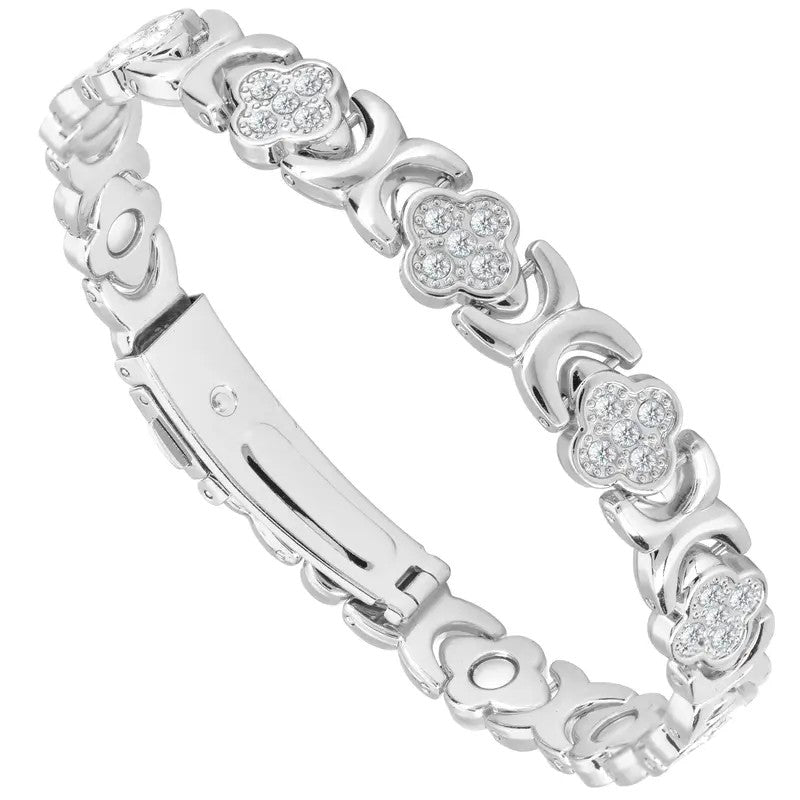 Elegant Floral Clover Magnetic Bracelet