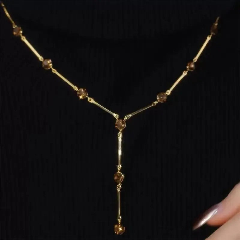Elegant Purple Zircon Y-Necklace