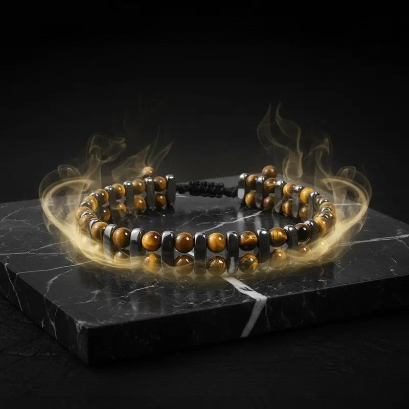 Boho Tiger Eye & Hematite Beaded Bracelet