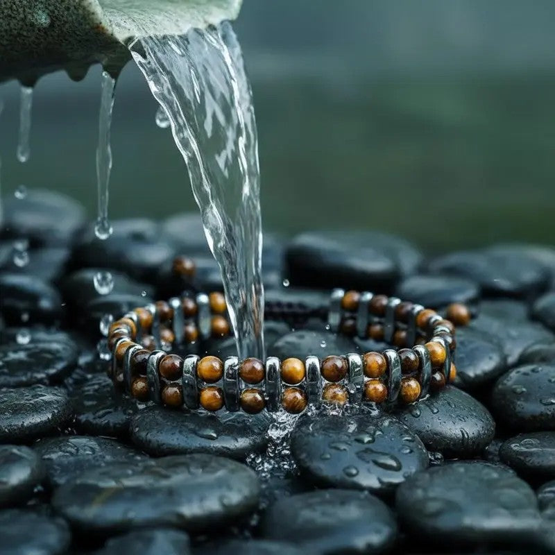 Boho Tiger Eye & Hematite Beaded Bracelet