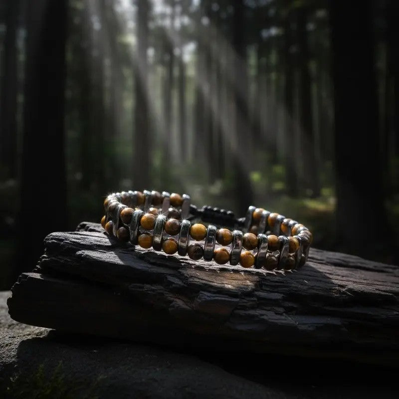 Boho Tiger Eye & Hematite Beaded Bracelet