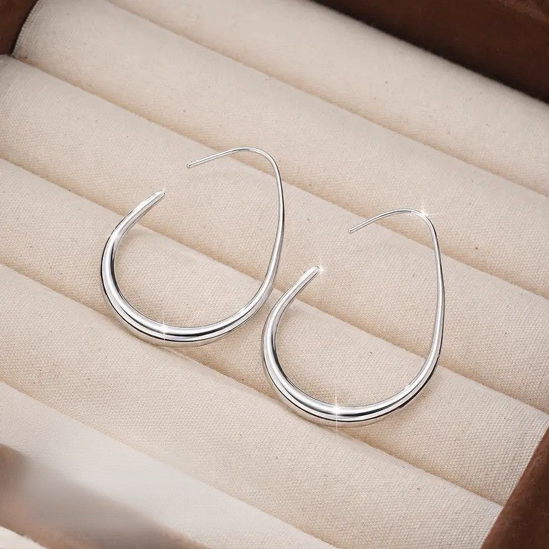 Classy Minimalist Teardrop Open Hoop Earrings