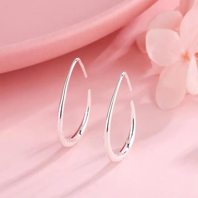 Classy Minimalist Teardrop Open Hoop Earrings