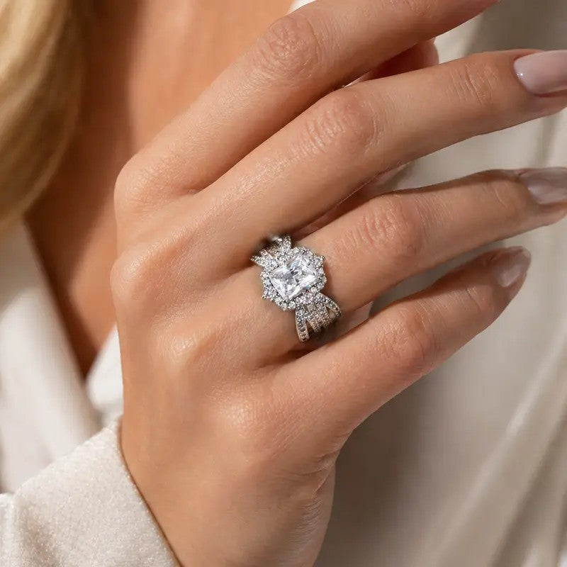 Classy Radiant Cut Split Shank Ring