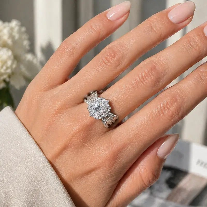 Classy Radiant Cut Split Shank Ring