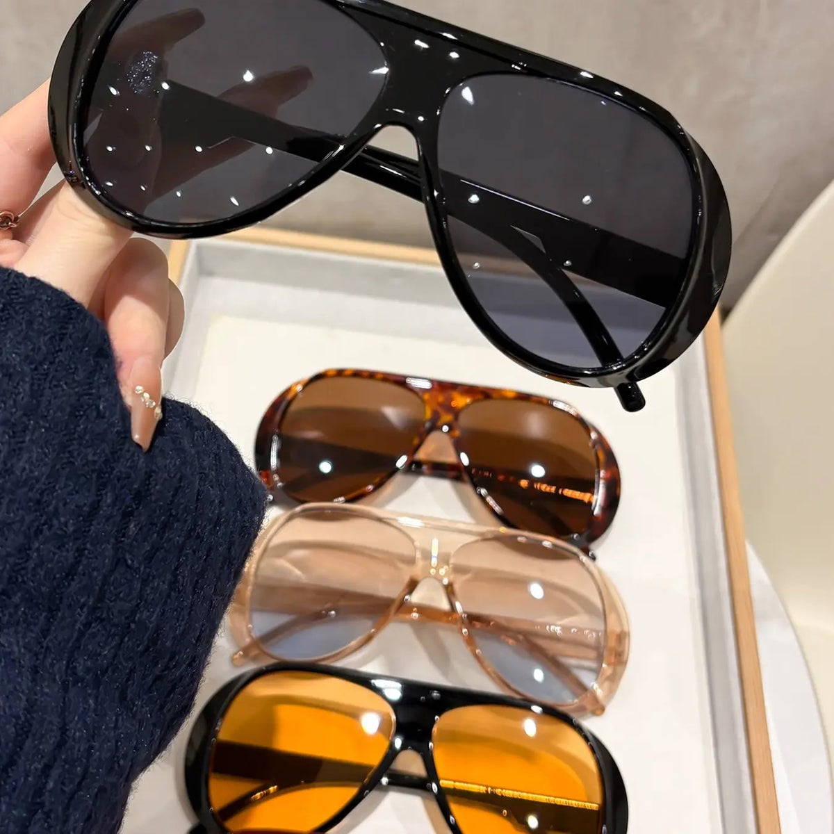 5pc Classy Mixed Oversized Sunglasses Set