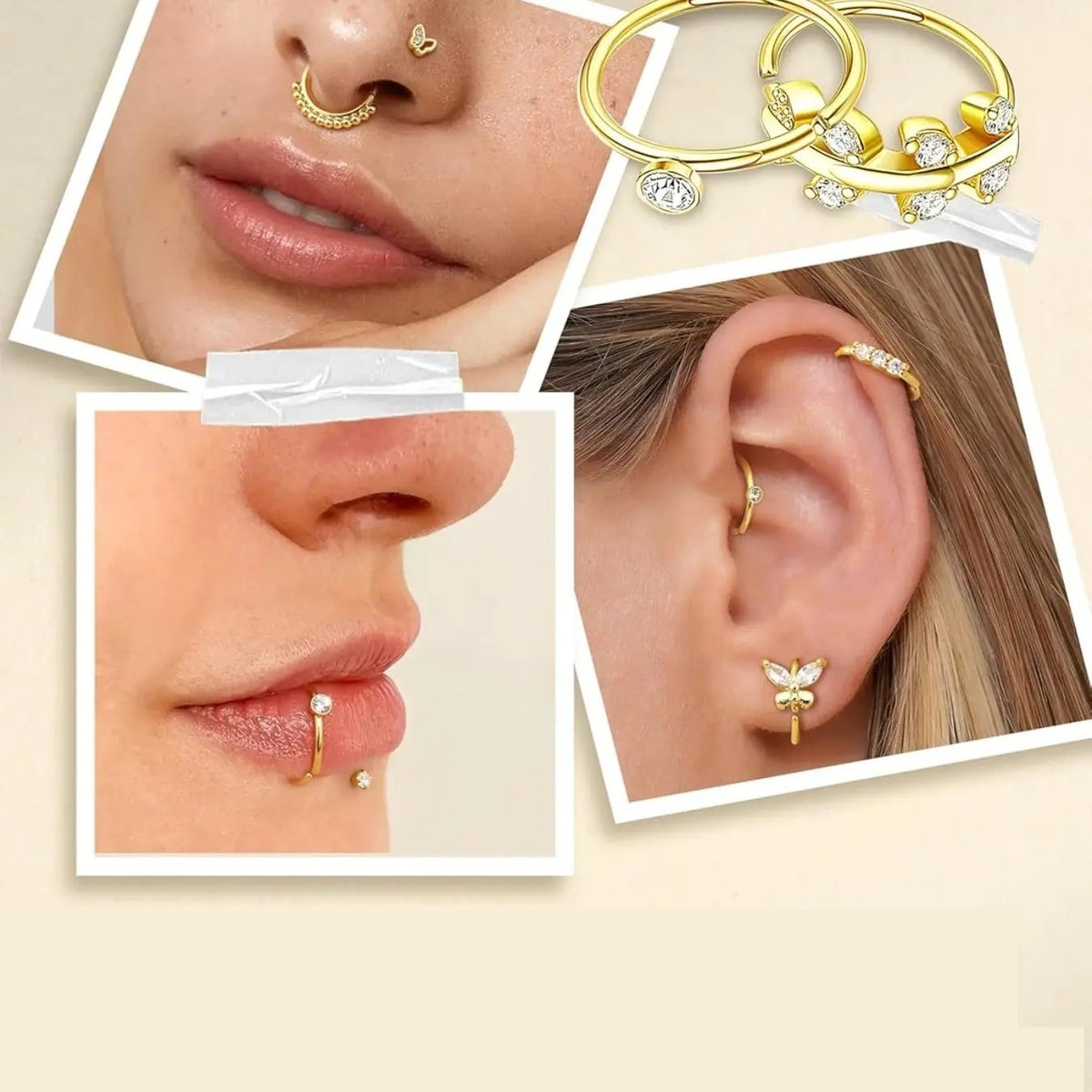 16pc Dainty Floral & Heart Nose Ring Set
