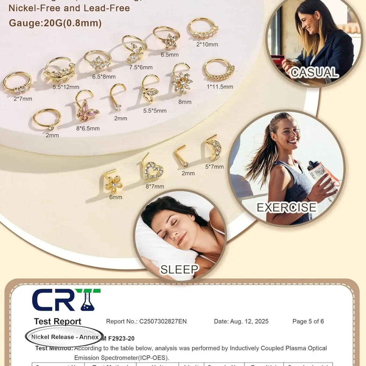 16pc Dainty Floral & Heart Nose Ring Set