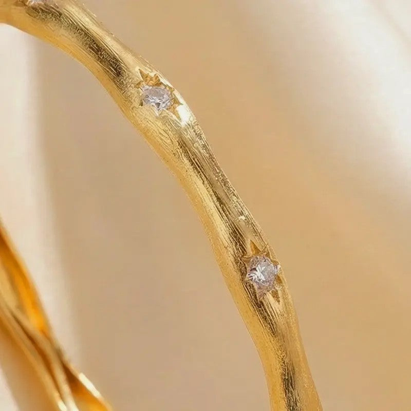 Dainty Matte Brushed Wave Bangle