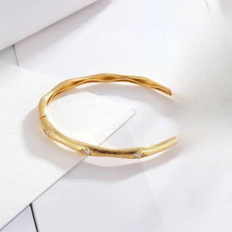 Dainty Matte Brushed Wave Bangle