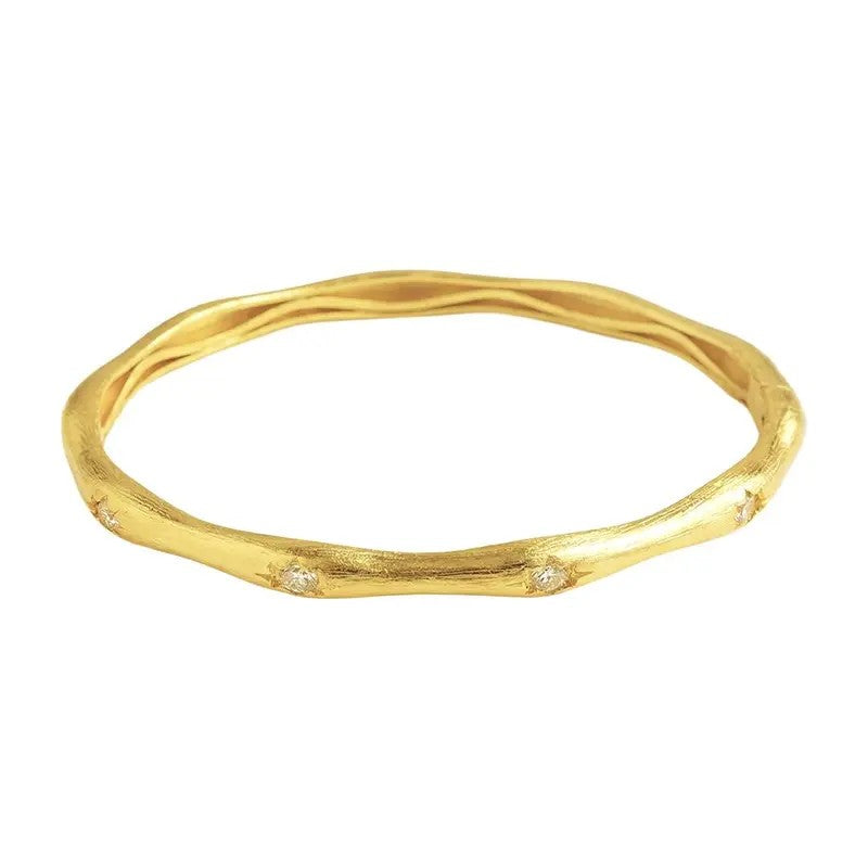 Dainty Matte Brushed Wave Bangle