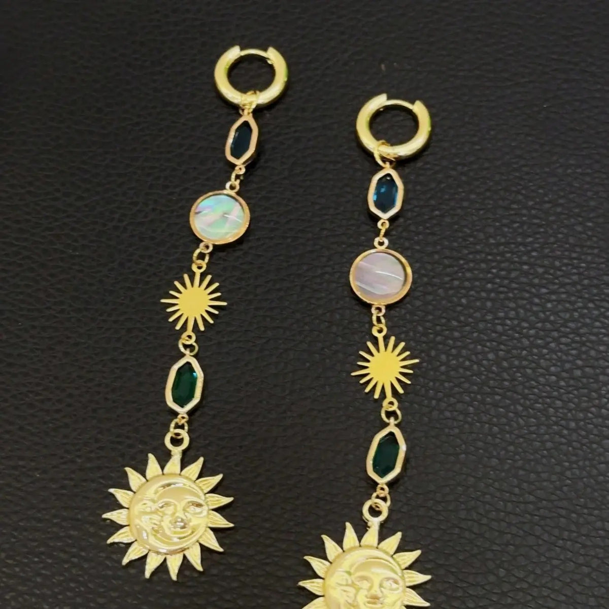 Elegant Sun Moon Dangle Earrings