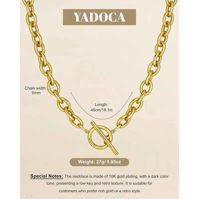 Classy Chunky Paperclip Toggle Necklace