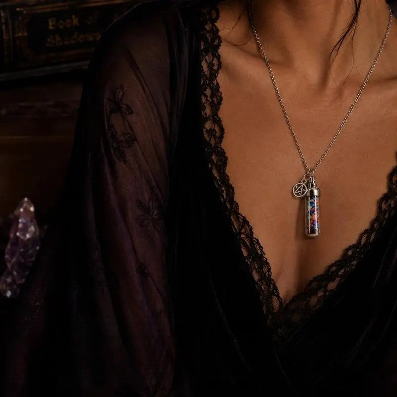 Gothic Crystal Wish Bottle Necklace