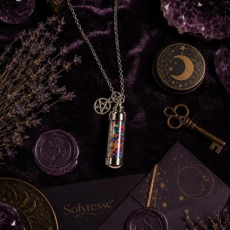 Gothic Crystal Wish Bottle Necklace