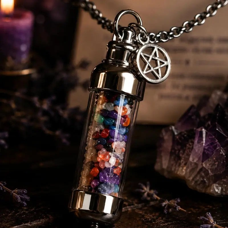 Gothic Crystal Wish Bottle Necklace