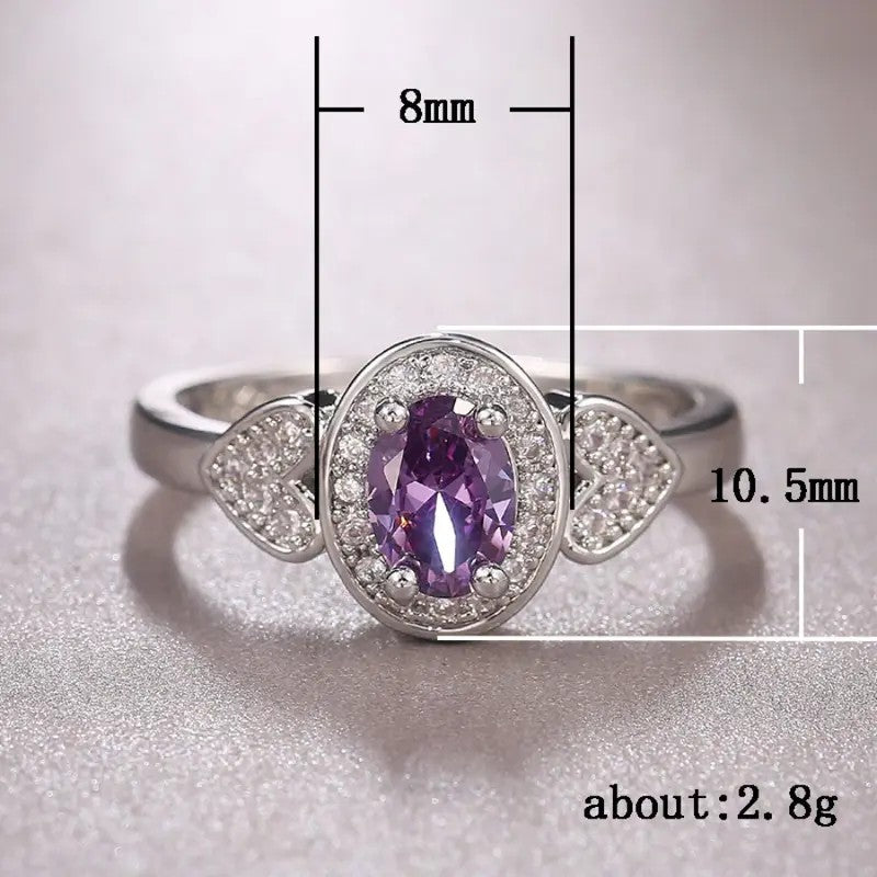 Romantic Purple Heart Zirconia Ring