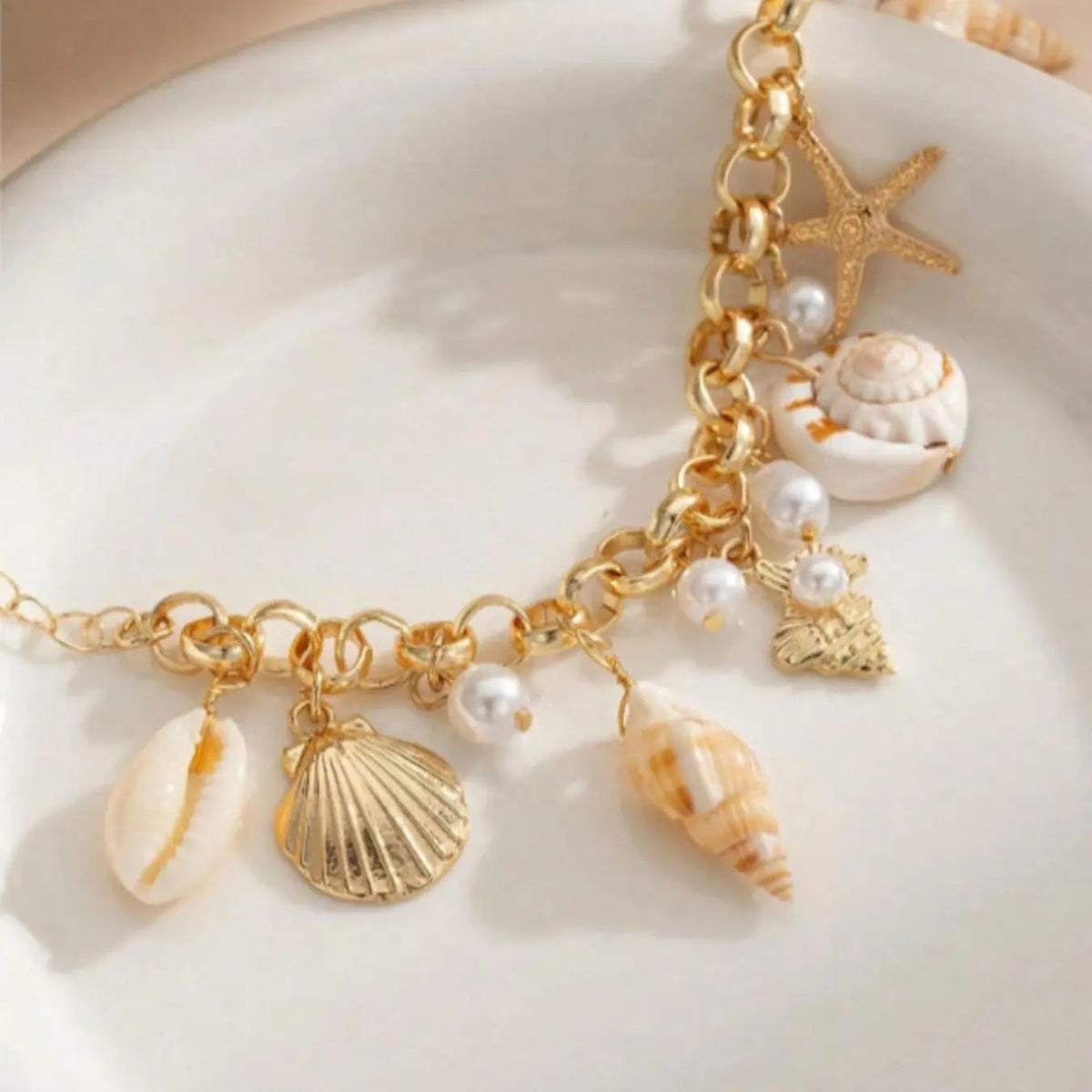 Boho Mixed Shell & Starfish Charm Bracelet