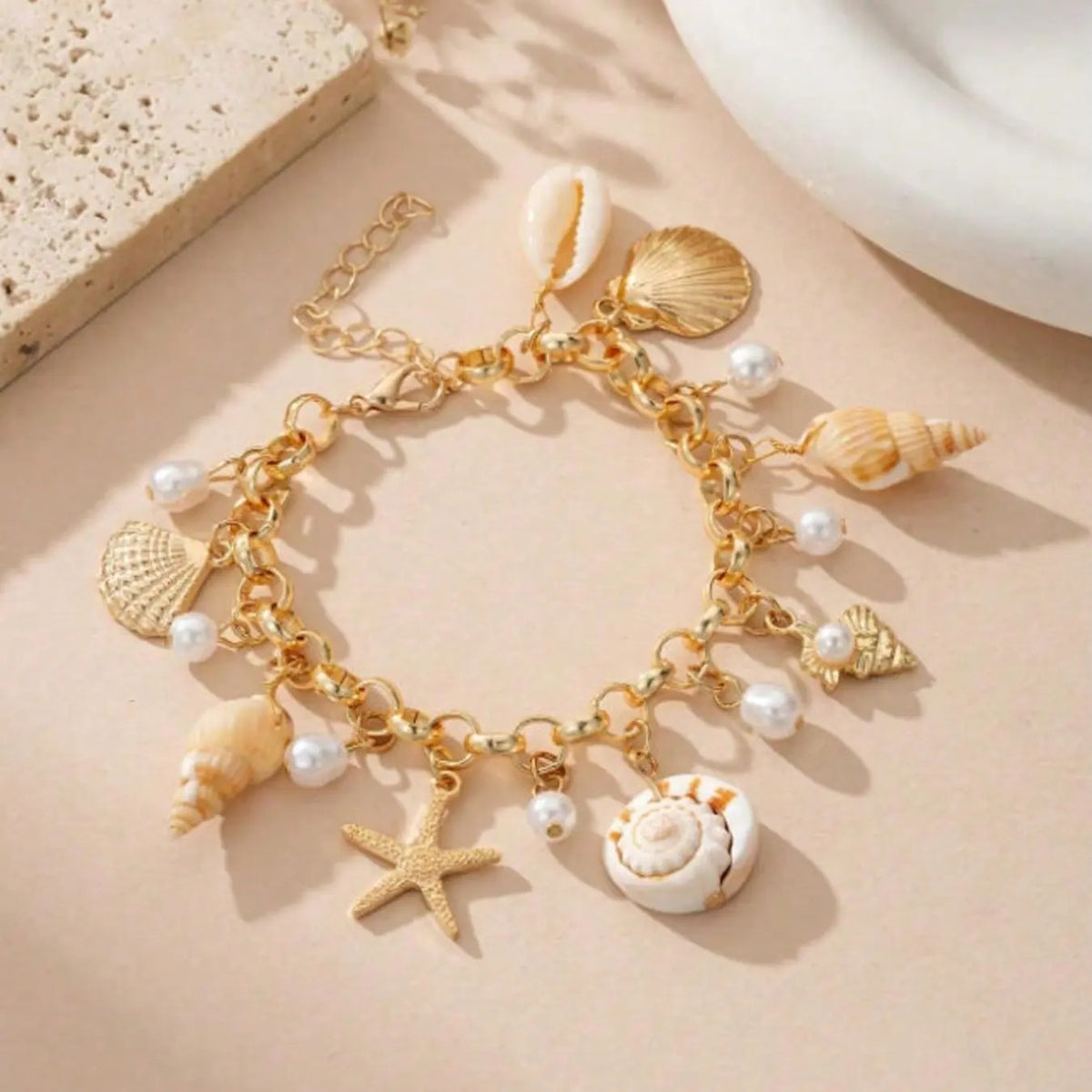 Boho Mixed Shell & Starfish Charm Bracelet