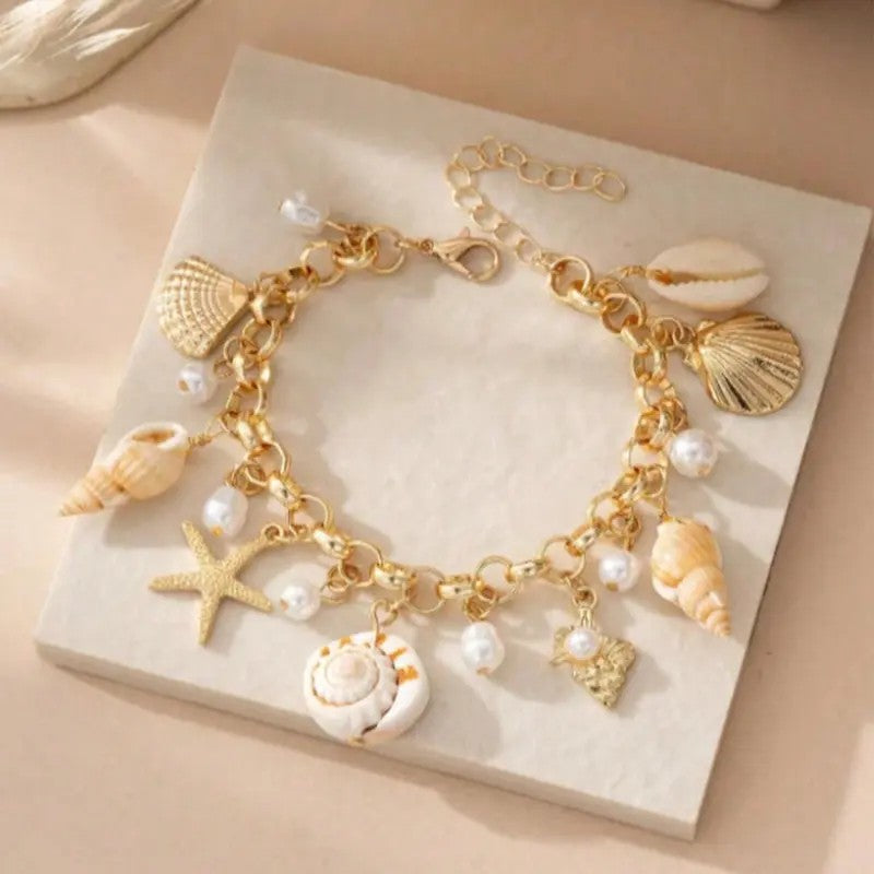 Boho Mixed Shell & Starfish Charm Bracelet
