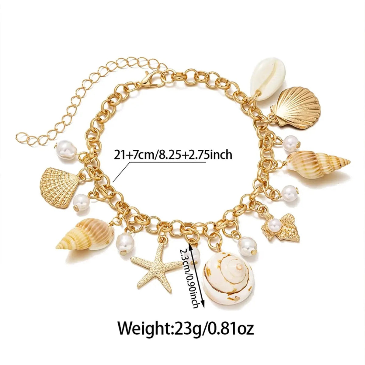 Boho Mixed Shell & Starfish Charm Bracelet