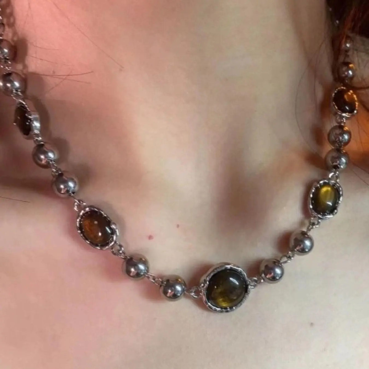 4pc Retro Tiger Eye & Star Necklace Set