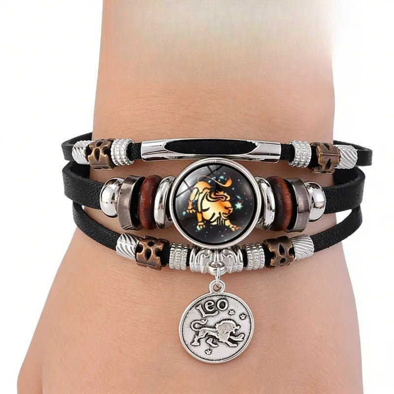 Boho Leo Zodiac Leather Bracelet