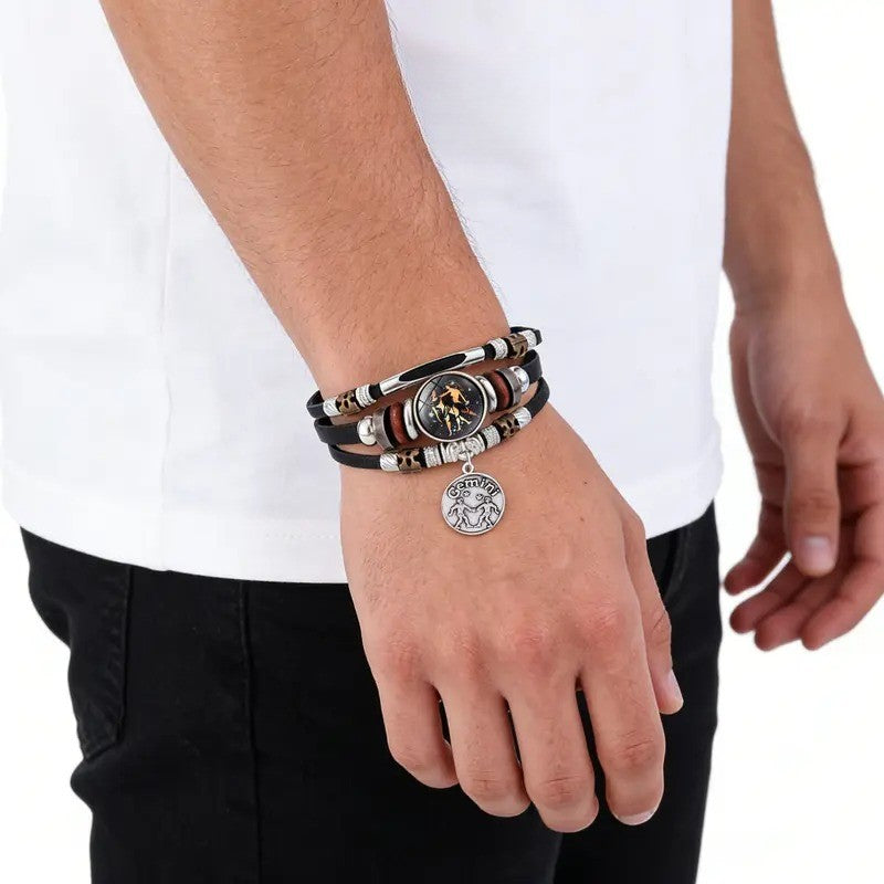 Boho Leo Zodiac Leather Bracelet