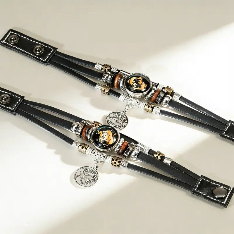 Boho Leo Zodiac Leather Bracelet