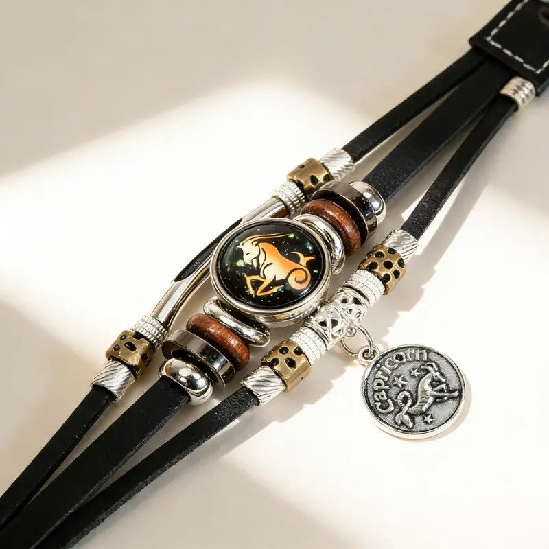 Boho Leo Zodiac Leather Bracelet