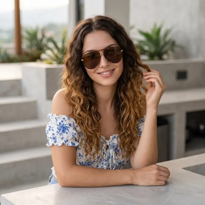 Classy Tortoiseshell Gradient Aviator Sunglasses