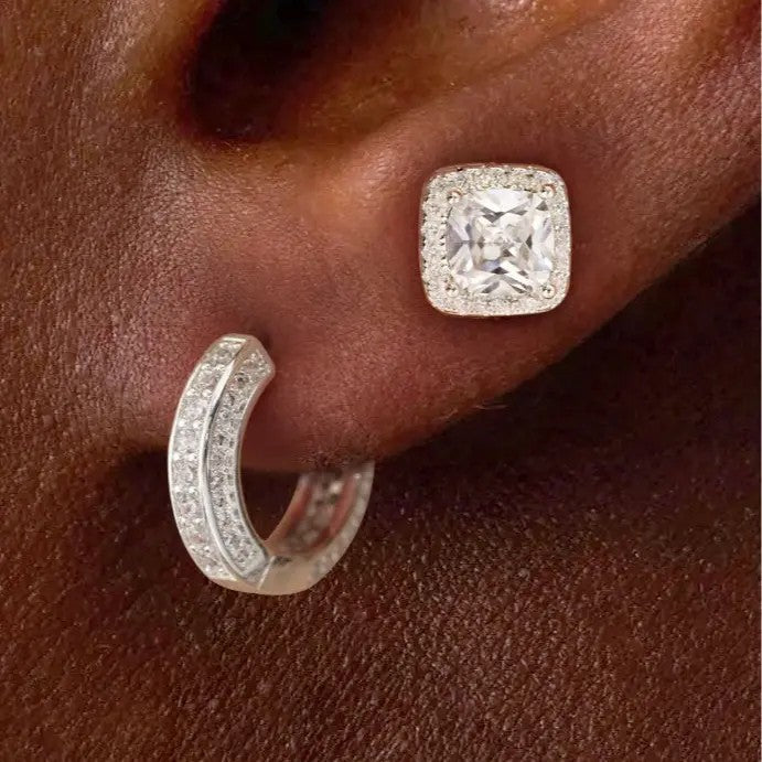4pc Classy Zirconia Huggie & Stud Earring Set