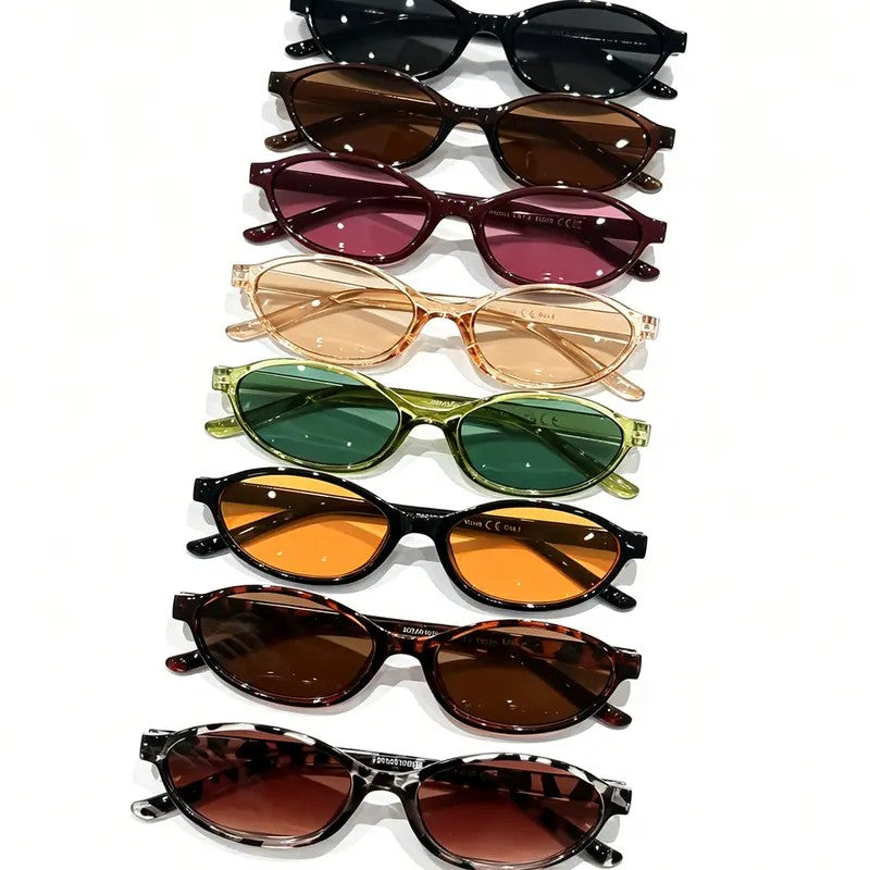 8pc Classy Multicolor Oval Sunglasses Set