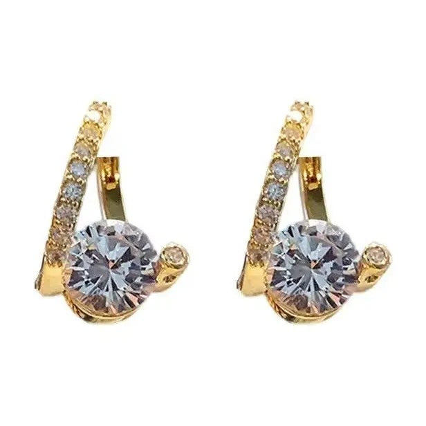Elegant Zircon Asymmetric Hoop Earrings