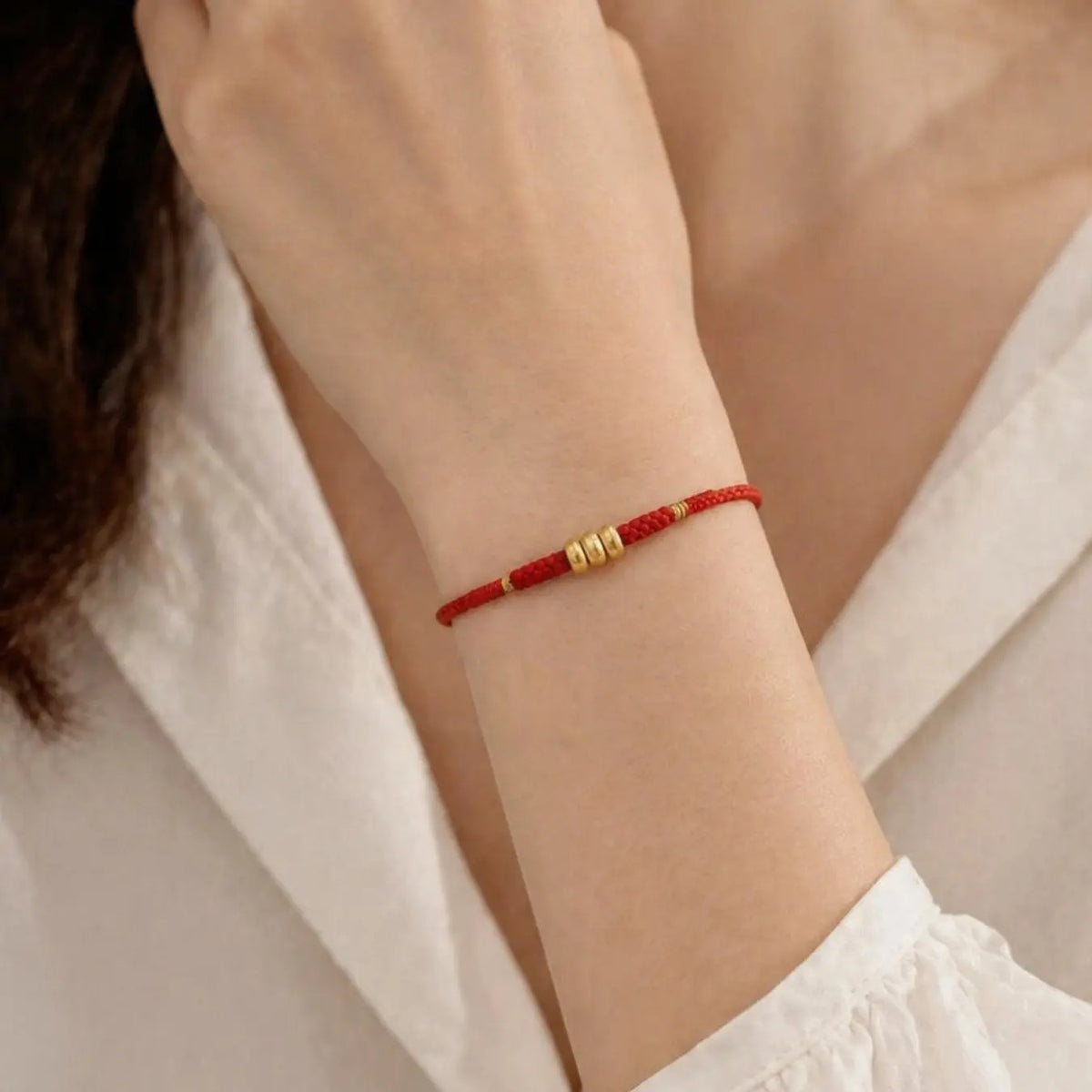 Dainty Red Woven Bead Bracelet