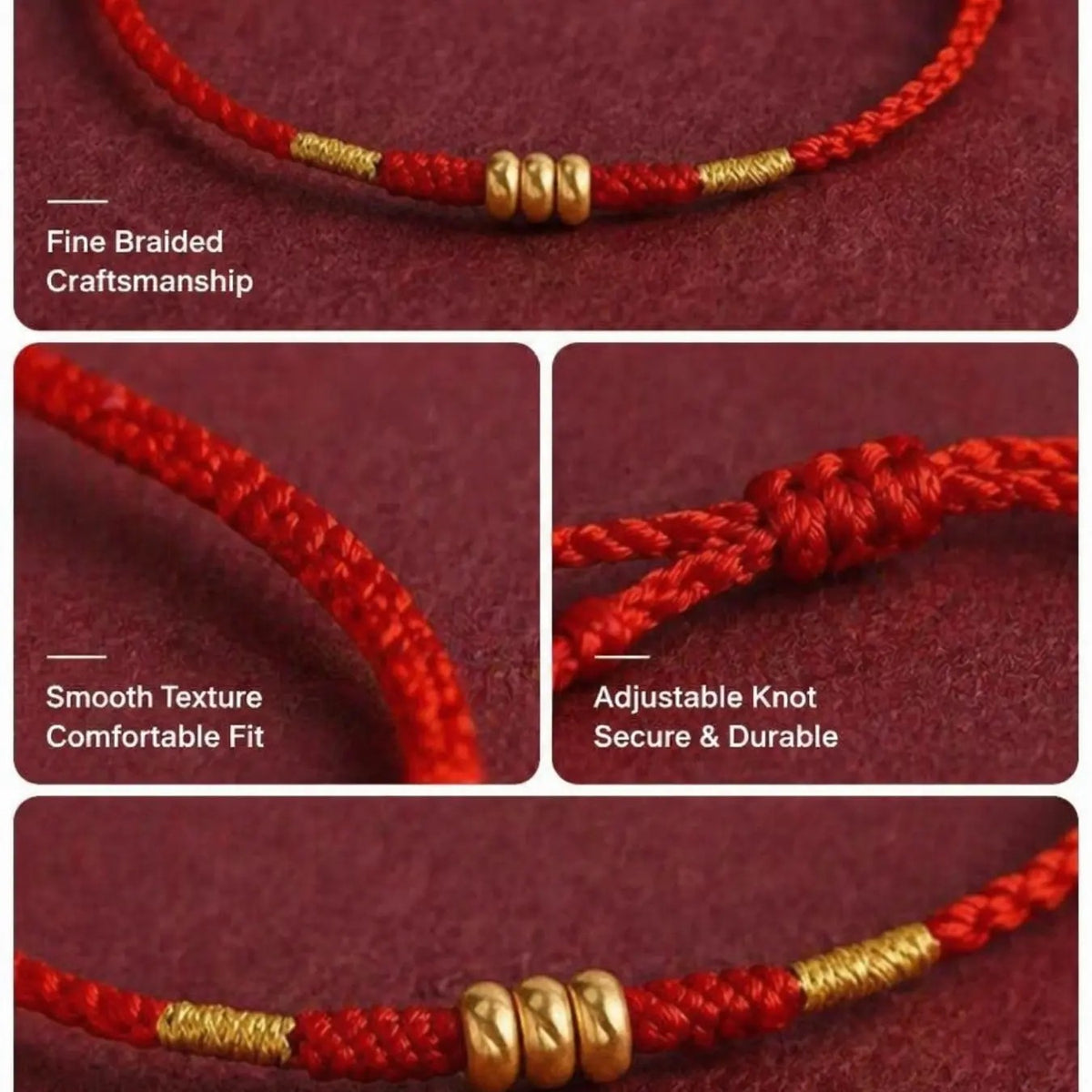 Dainty Red Woven Bead Bracelet